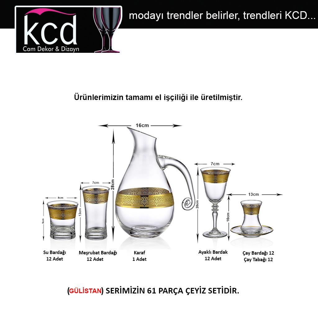 KCD Cam Dekor ve Dizayn 3415A Gülistan Altın - KCD Glass Decor and Design 3415A Gülistan Altın