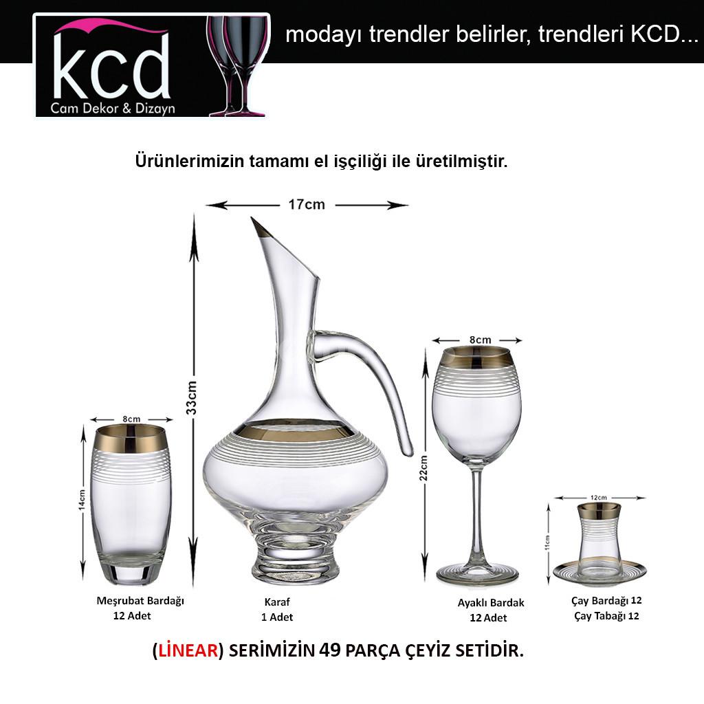 KCD Cam Dekor ve Dizayn 3484P Linear Set - KCD Glass Decor and Design 3484P Linear Set