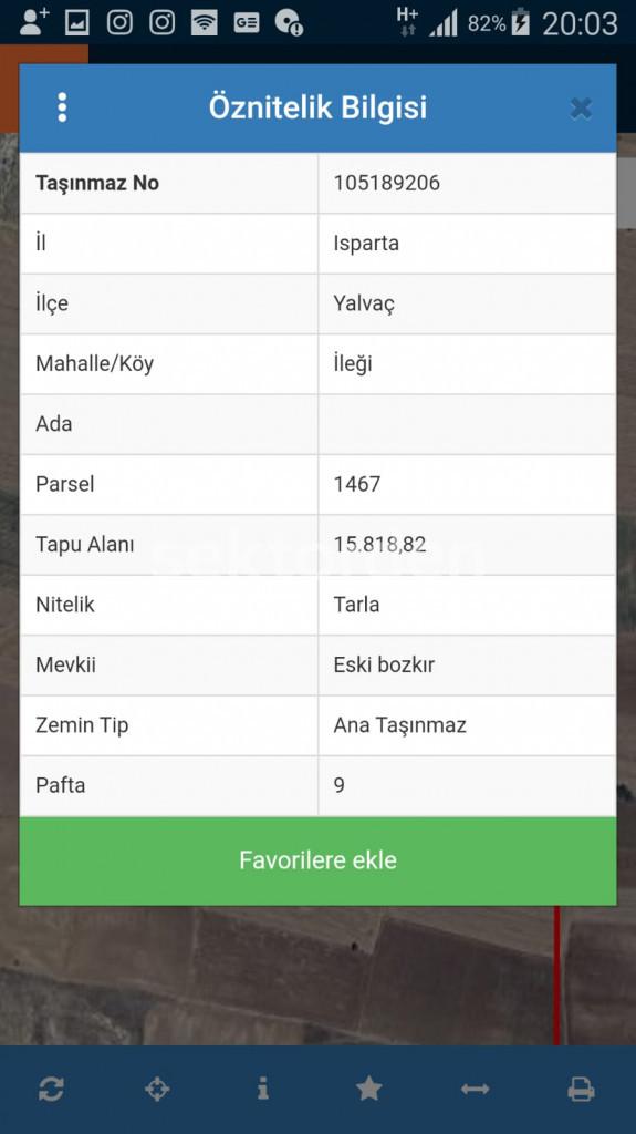 ISPARTA YALVAÇ İLEĞİ KÖYÜNDE SATILIK 15800 M2 ELMALIK