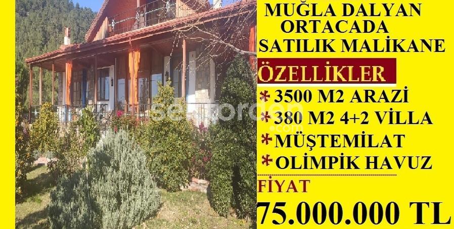 MUĞLA DALYAN ORTACADA SATILIK 3500 M2 ARSA İÇİNDE 380 M2 4+2 MALİKANE