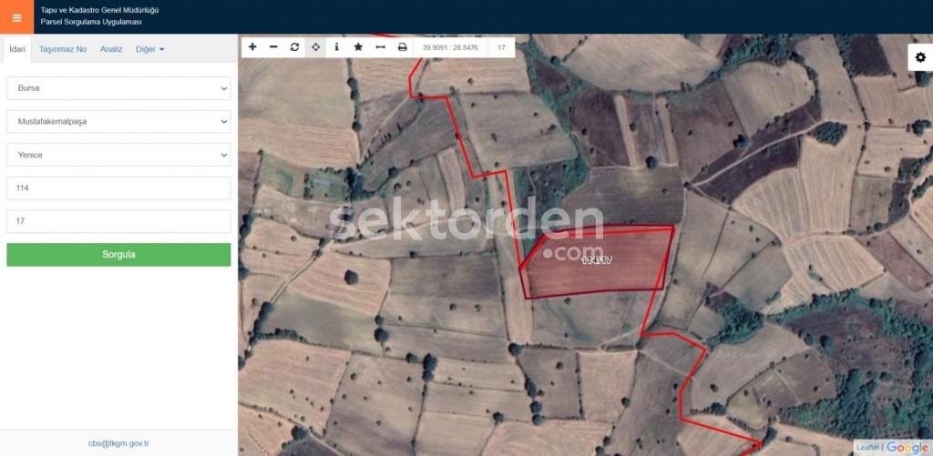 BURSA KILIÇ'TAN MUSTAFAKEMALPAŞA YENİCE DE SATILIK TARLA 4500m2
